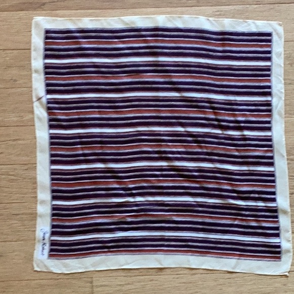 Jean Robert 20” square neck scarf in earth tones polyester. - Picture 2 of 4